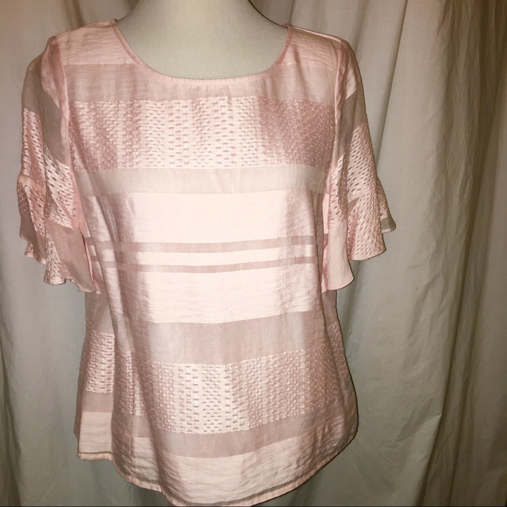 Pretty pale pink top with short bell sleeves